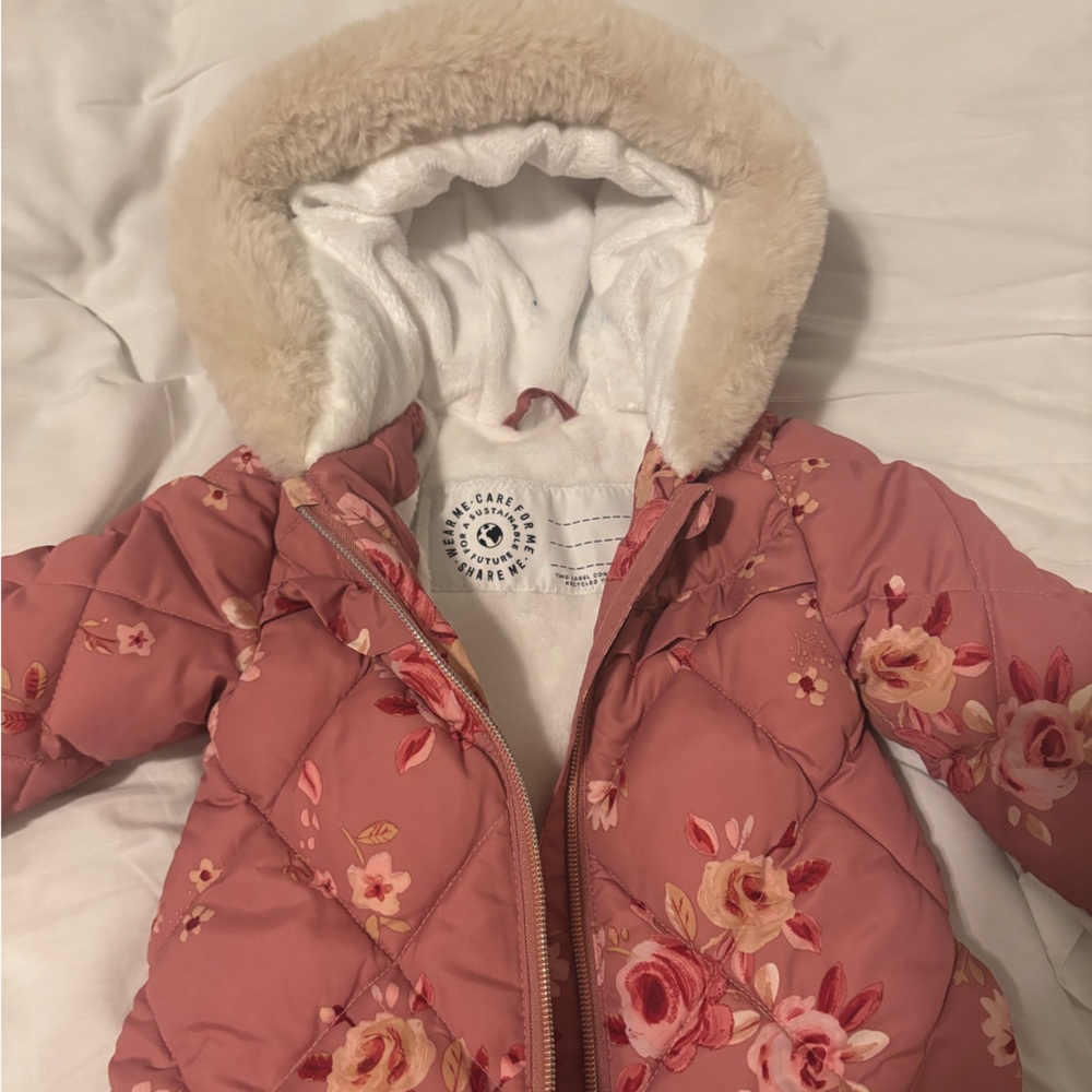 Floral Pink Puffer Jacket